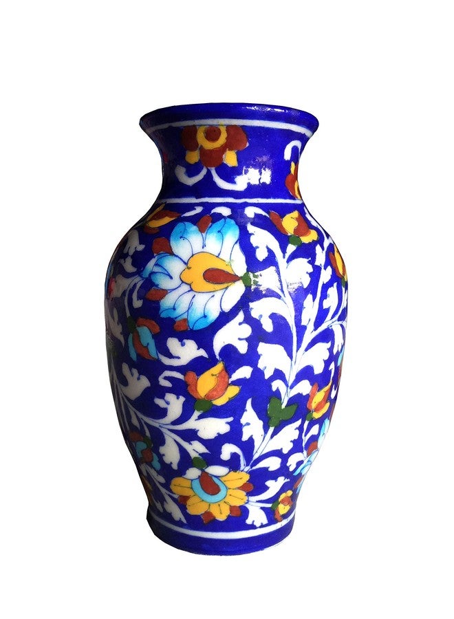 Shiv Kripa Blue Pottery Ceramic Vase (8 Inch, Blue) - Image 1